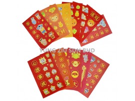 102-12#RED ENVELOPE WITH STICKER(12P/PACK)CNY(11040)13CM